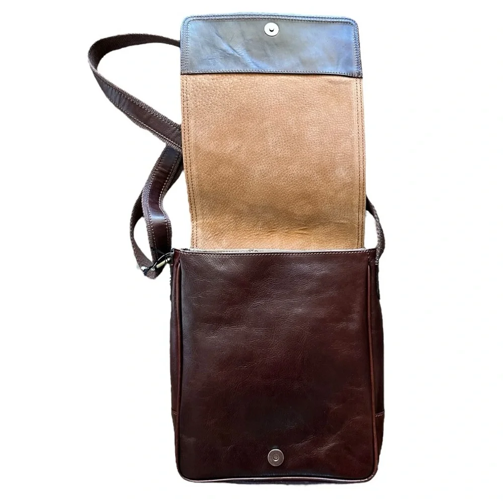 Old Angler Firenze Leather Satchel Bag For IPad Brown NWT